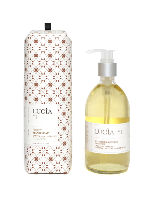 Lucia # 1: Savon pour les mains au lait de chèvre et à l'huile de lin (300 ml)