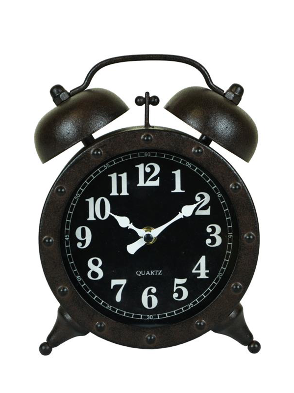 Horloge de table en métal rustique