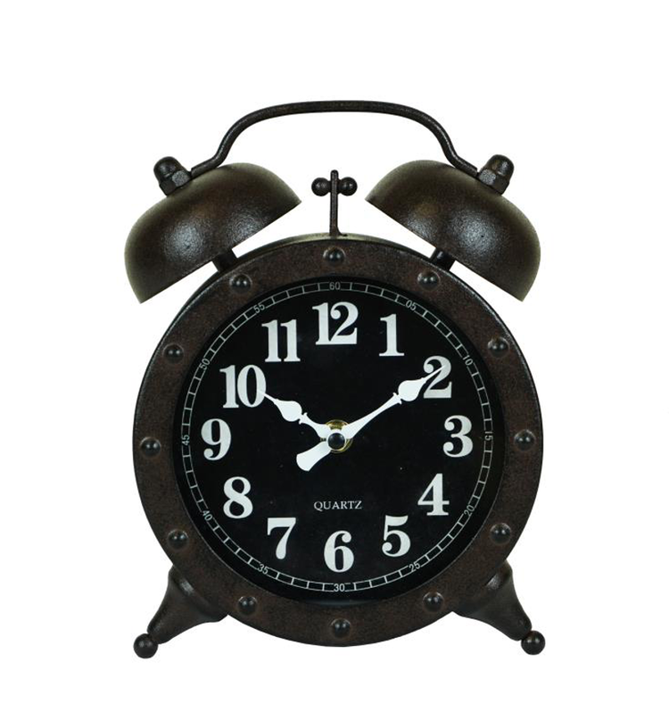 Horloge de table en métal rustique