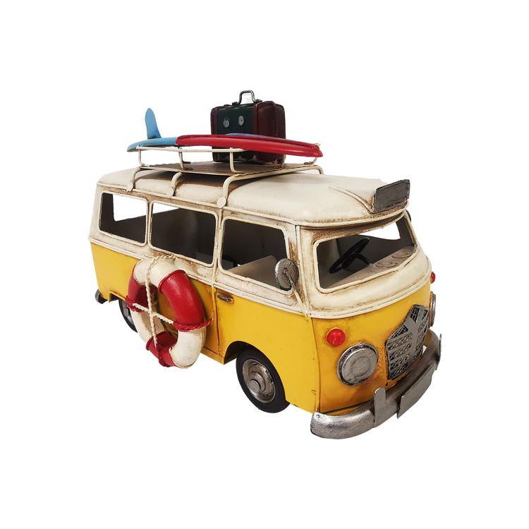 Westfalia jaune avec surf et bagages