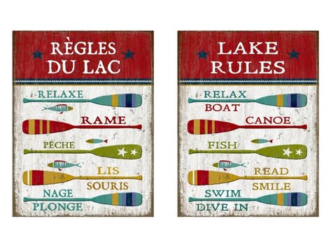 Affiche  en métal - Règles du lac réversible