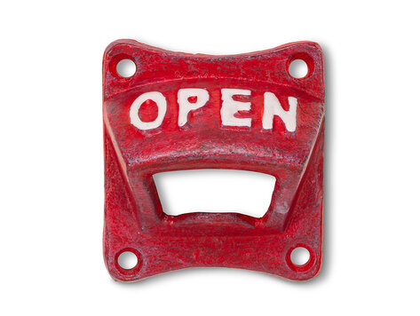Ouvre-bouteille  « OPEN » rouge antique