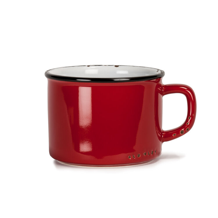 Tasse cappuccino rouge en grès (8 oz)