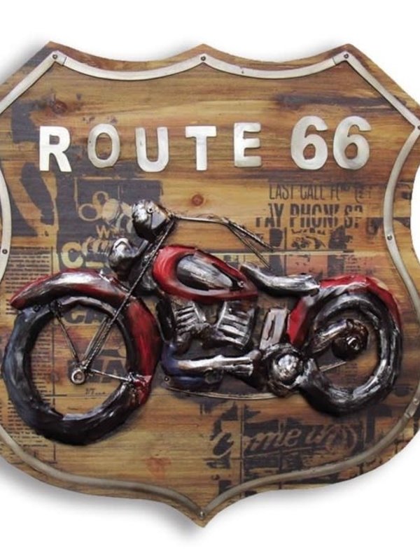 Route 66 moto 3D sur bois