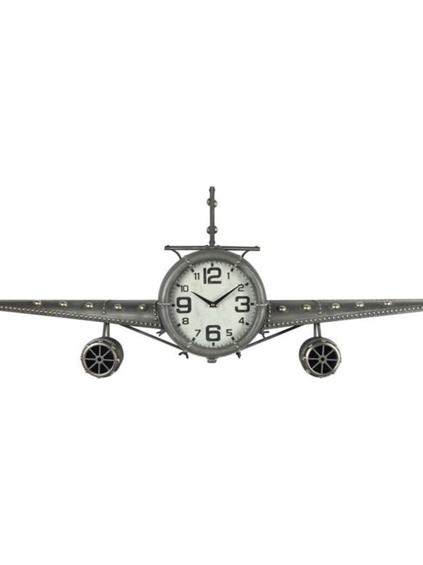 Horloge avion grise murale