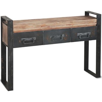 Table console « Carga » en bois brun et métal noir