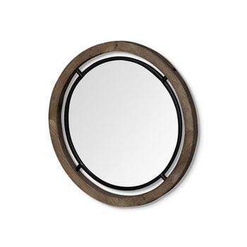 Moyen miroir Josi II  en bois brun et métal noir