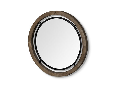 Petit miroir Josi I  en bois brun et métal noir