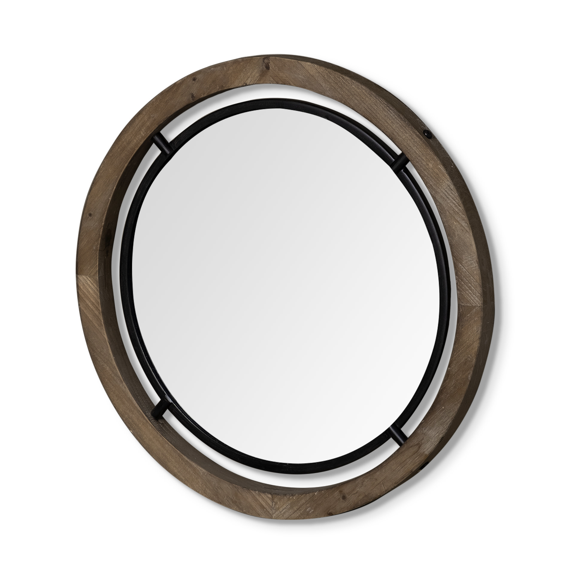 Miroir « Josi III » en bois brun et métal noir