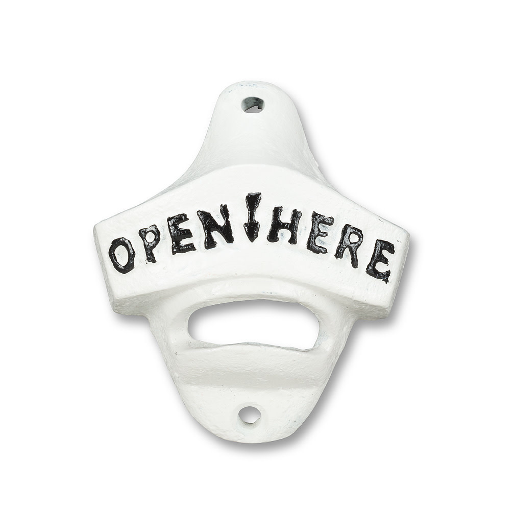 Ouvre-bouteille "Open Here" blanc