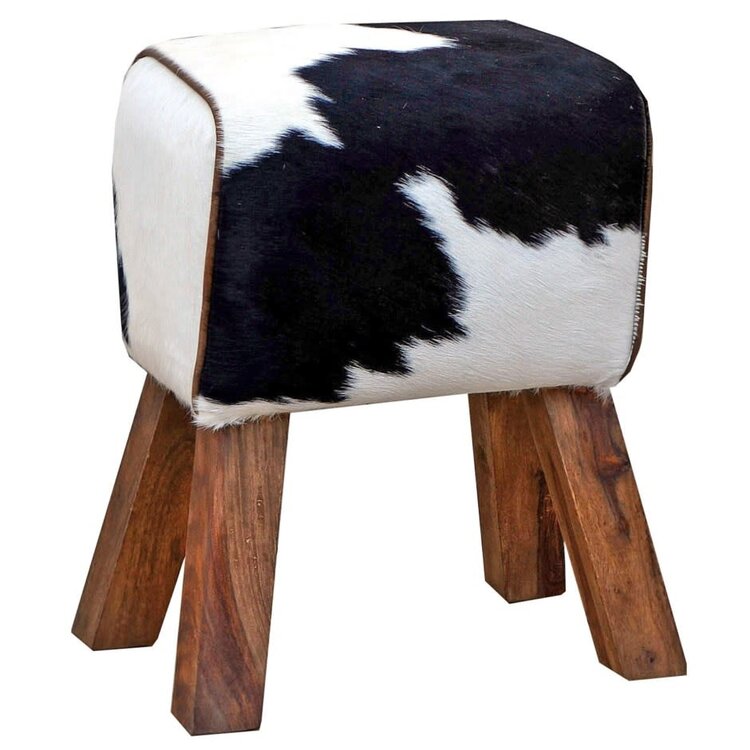 Banc simple en peau de vache-noir