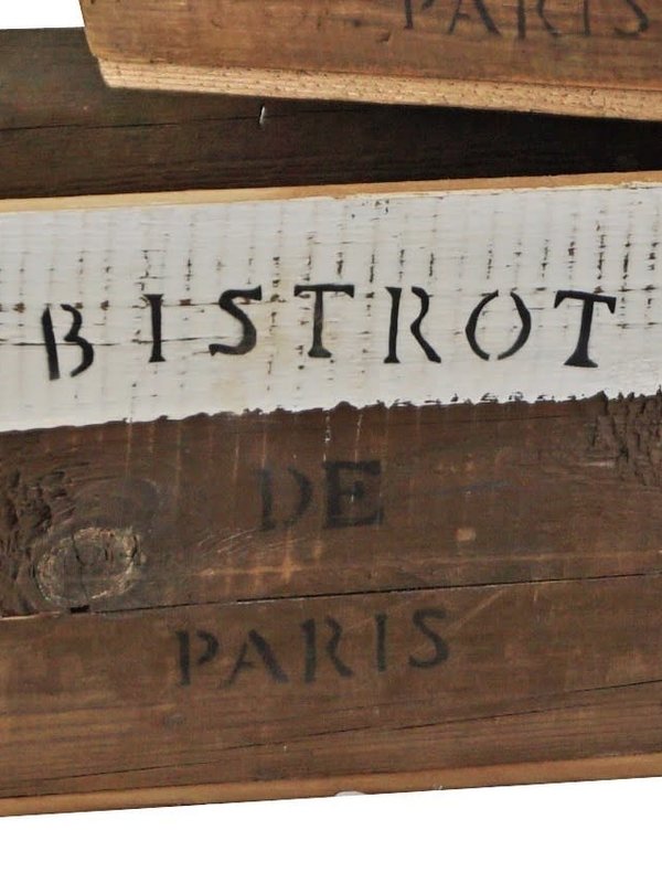 Grande boîte « Bistrot de Paris » en bois rustique