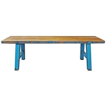 Banc en bois midwich 2 tons naturel bleu-Pin recyclé