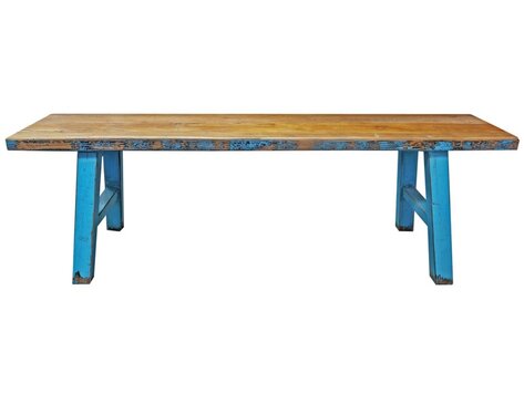 Banc en bois midwich 2 tons naturel bleu-Pin recyclé