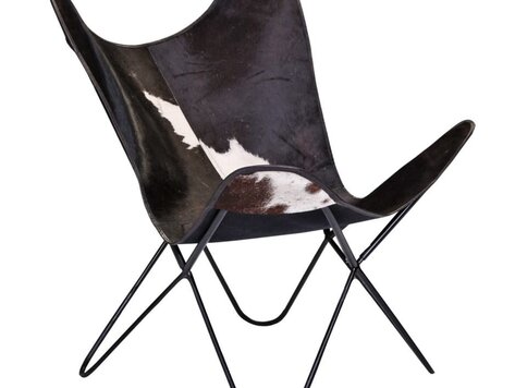 Chaise papillon peau de vache noire