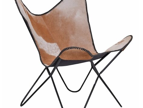 Chaise papillon peau de vache brune