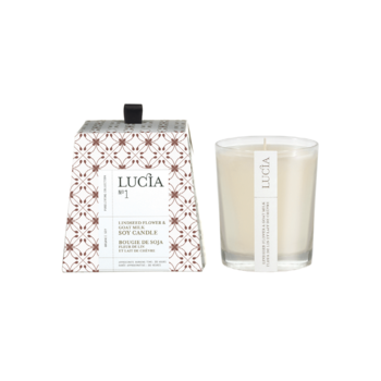 Lucia # 1:  Bougie  - Fleur de lin et                 lait de chèvre 50h