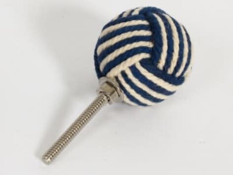 Poignée bleue et blanche en fil de coton