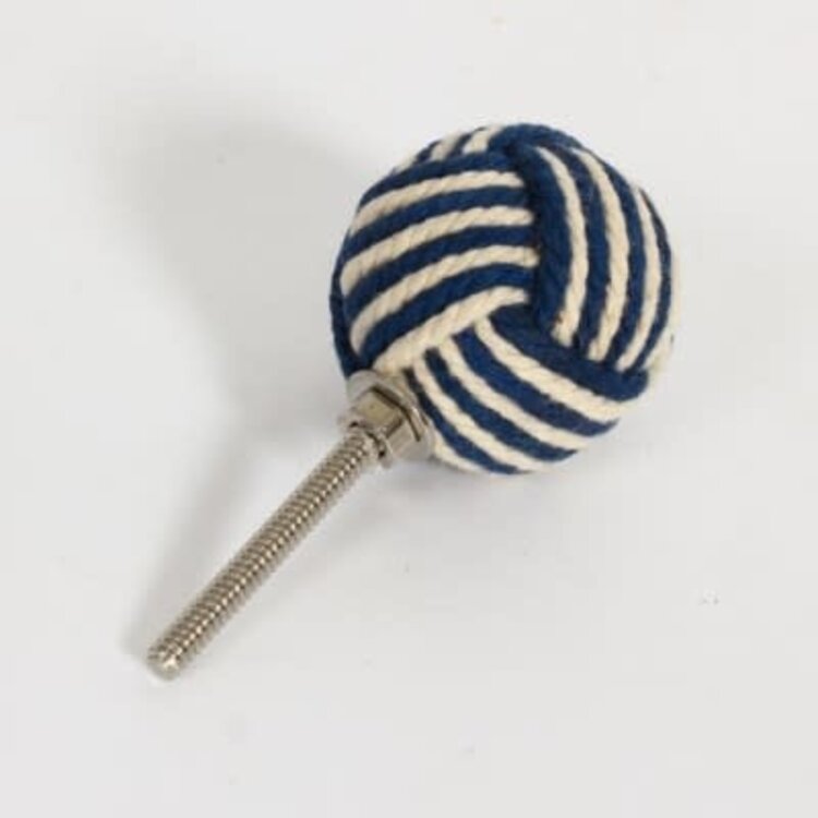 Poignée bleue et blanche en fil de coton