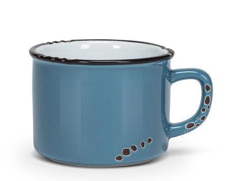 Tasse cappuccino bleue en grès (8 oz)