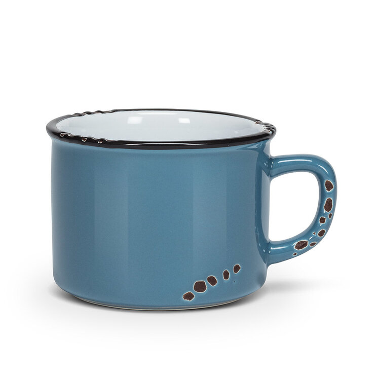 Tasse cappuccino bleue en grès (8 oz)