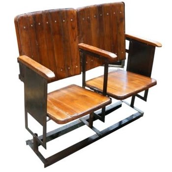 Banc de théâtre double en bois