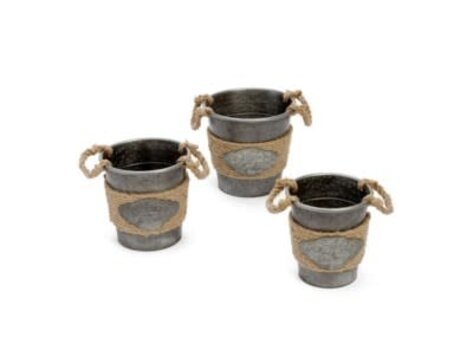 Pot en métal et jute 9"