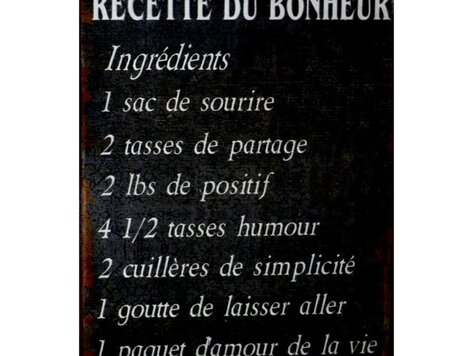Affiche en métal - Recette du bonheur