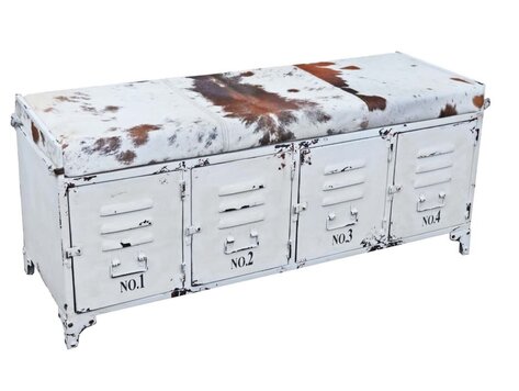 Banc peau de vache avec casiers
