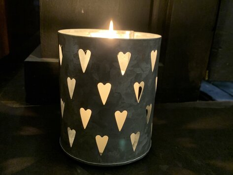 Lanterne coeurs 3.5" zinc