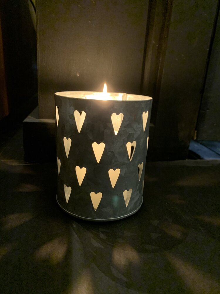 Lanterne coeurs 3.5" zinc