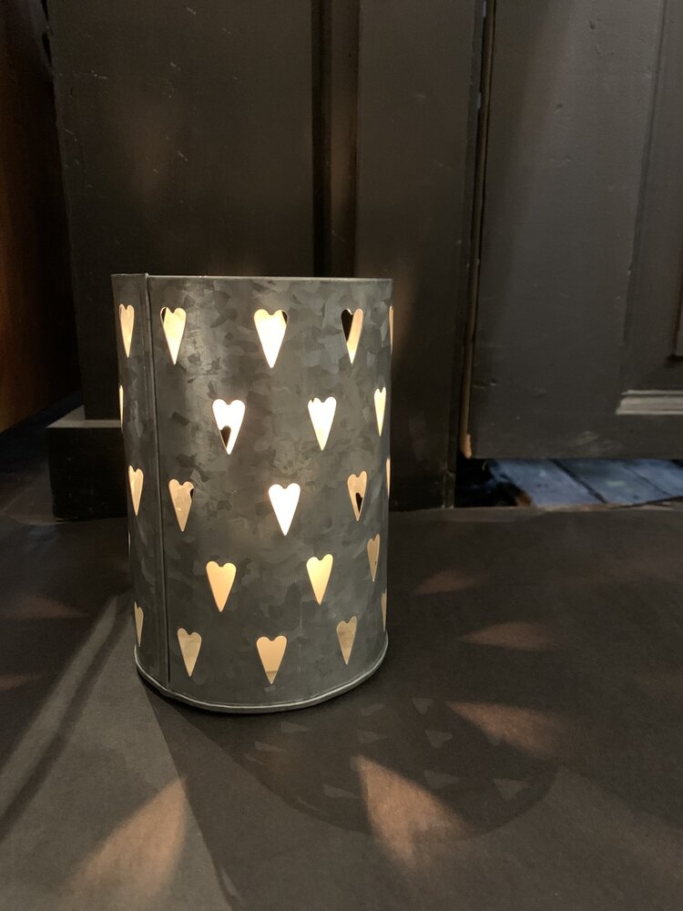 Lanterne coeurs  6" zinc