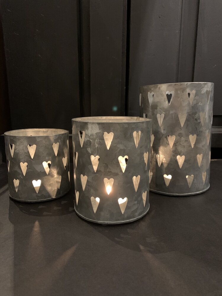 Lanterne coeurs 4.5 " zinc