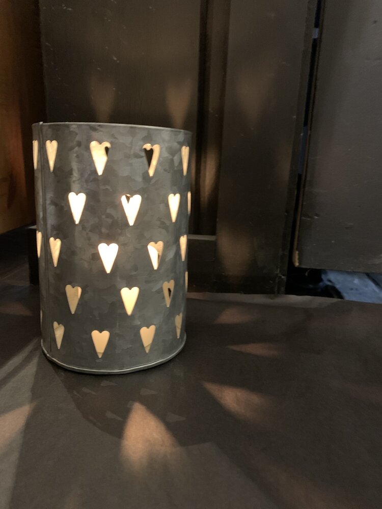 Lanterne coeurs 4.5 " zinc
