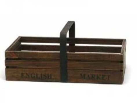 Panier rectangulaire en bois avec poignée