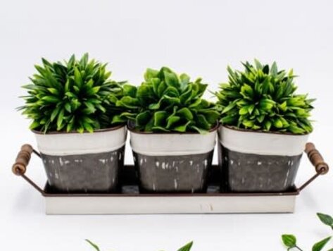 Ensemble de 3 pots à  fleurs en métal