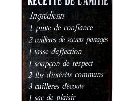 Affiche en métal - Recette de l'amitié