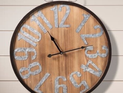 Horloge bois et métal