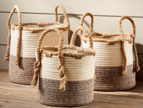 Ensemble 3 paniers en coton tressé