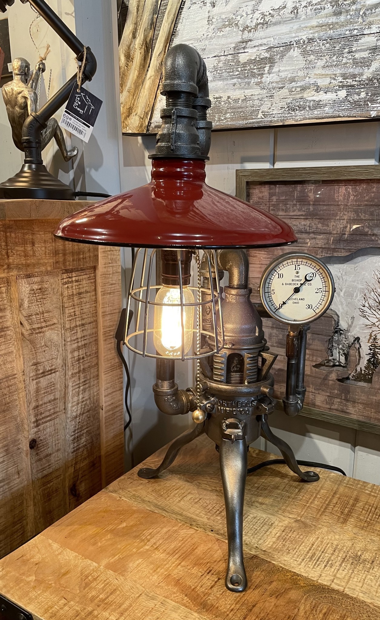 Lampe de table  vintage  rouge