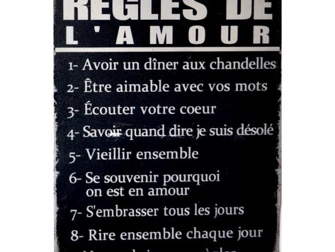 Affiche en métal -  Règles de l'amour