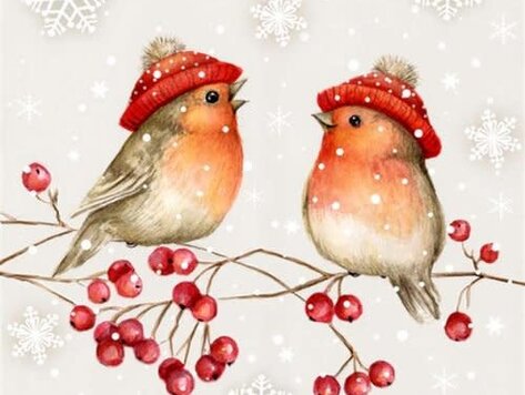 Serviettes de table - Oiseaux sur branche