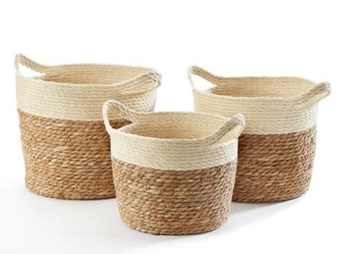 Ensemble 3 paniers tressés