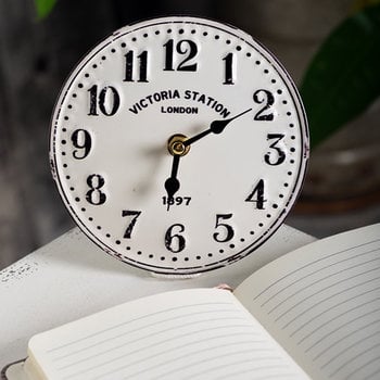 Horloge de table métal/blanc