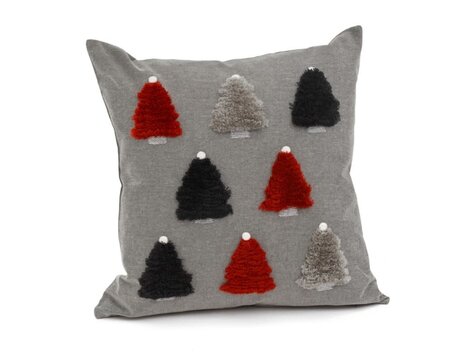 Coussin sapins rouges et gris