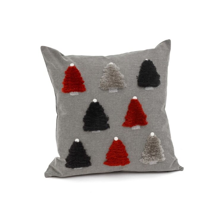 Coussin sapins rouges et gris