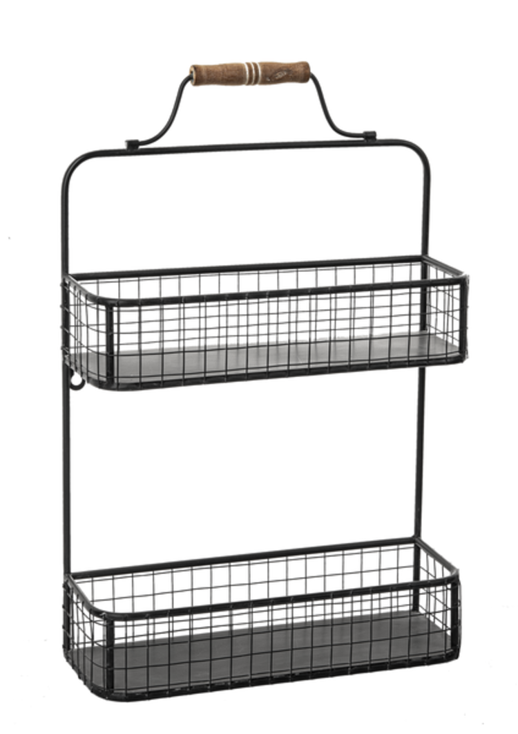 Étagère murale avec poignée en bois