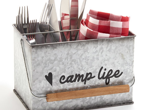 Boîte à ustensiles et serviettes de table en métal