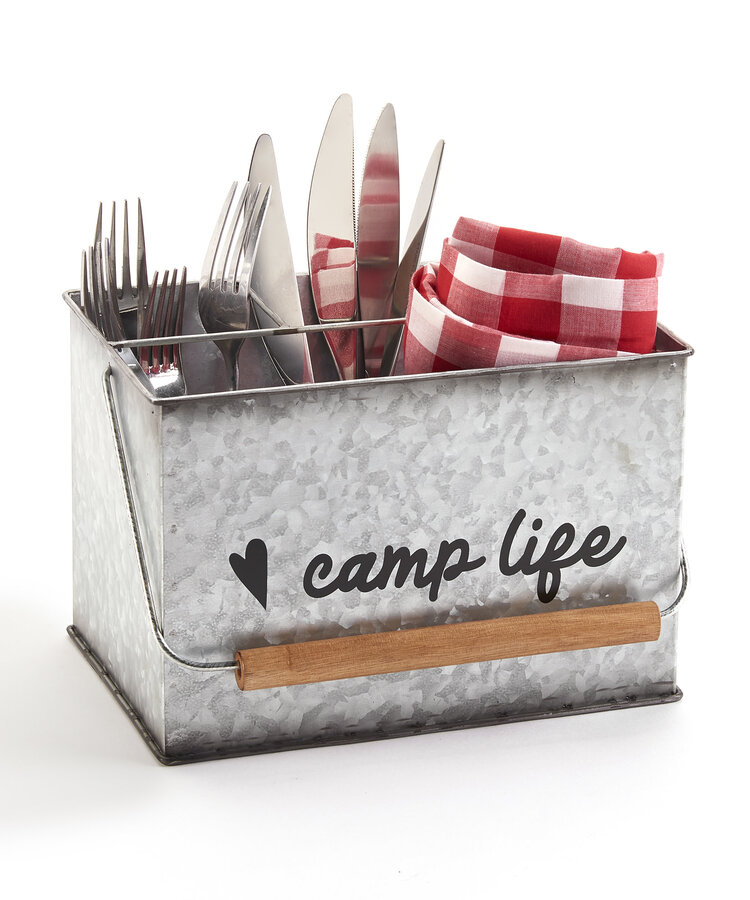Boîte à ustensiles et serviettes de table en métal