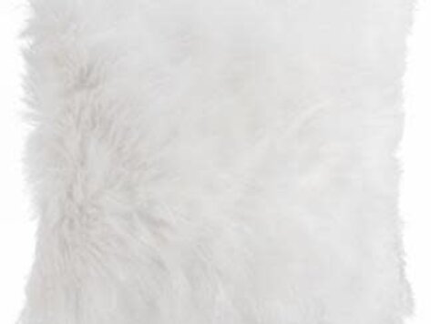 Coussin blanc en fausse fourrure